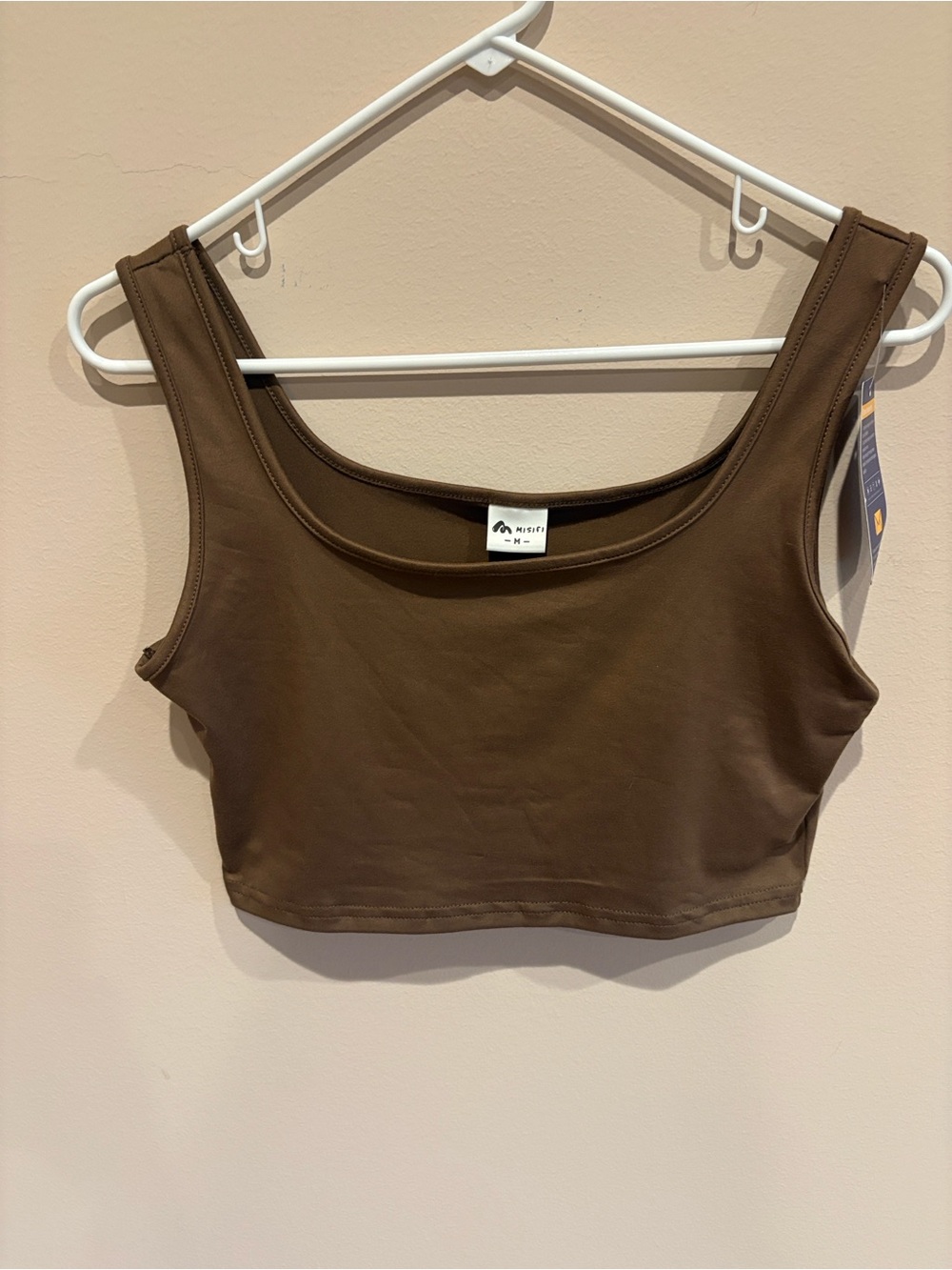 Misifi Chocolate Brown Scoop Neck Crop Tank